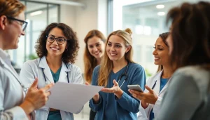 Healthcare professionals strategizing effective pflegemarketing techniques in a collaborative workspace.