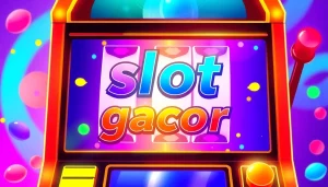 Play slot gacor on an exciting digital slot machine with vibrant colors and dynamic reels.