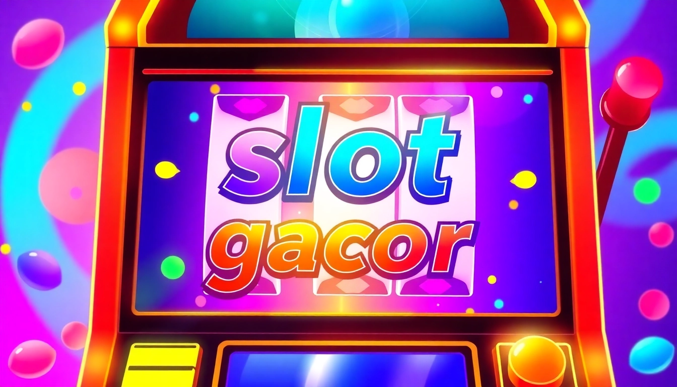 Play slot gacor on an exciting digital slot machine with vibrant colors and dynamic reels.