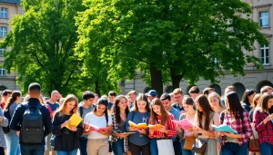 Students engaged in learning at a campus while experiencing Avrupa'da Üniversite Okumak, showcasing diversity and collaboration.