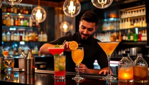 Learn essential skills in a cocktailkurs by mixing colorful drinks with a professional bartender.